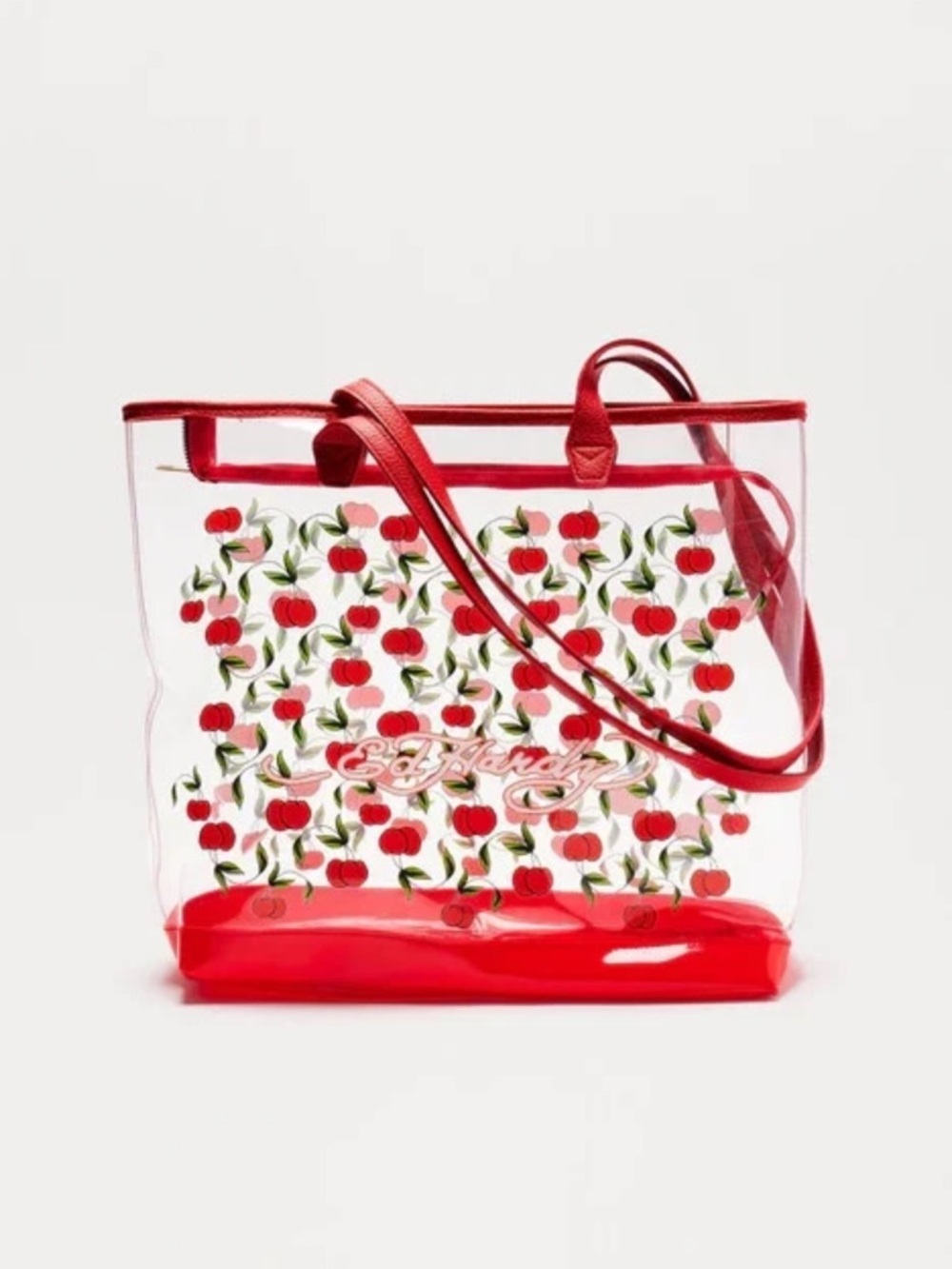 Ed Hardy Clear Red Cherry Tote Bag NWT - Picture 2 of 3